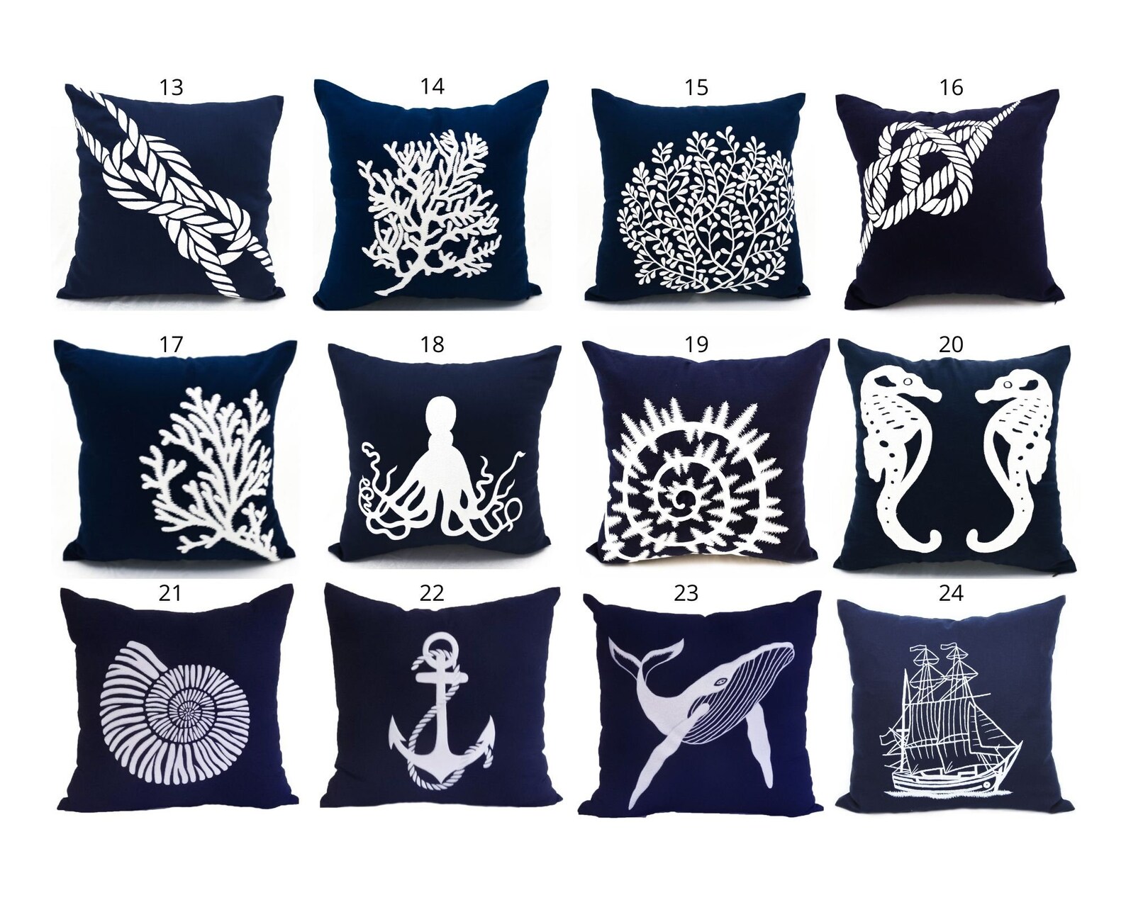 Navy Linen Pillow Cover Nautical Pillows Custom Embroidery Etsy