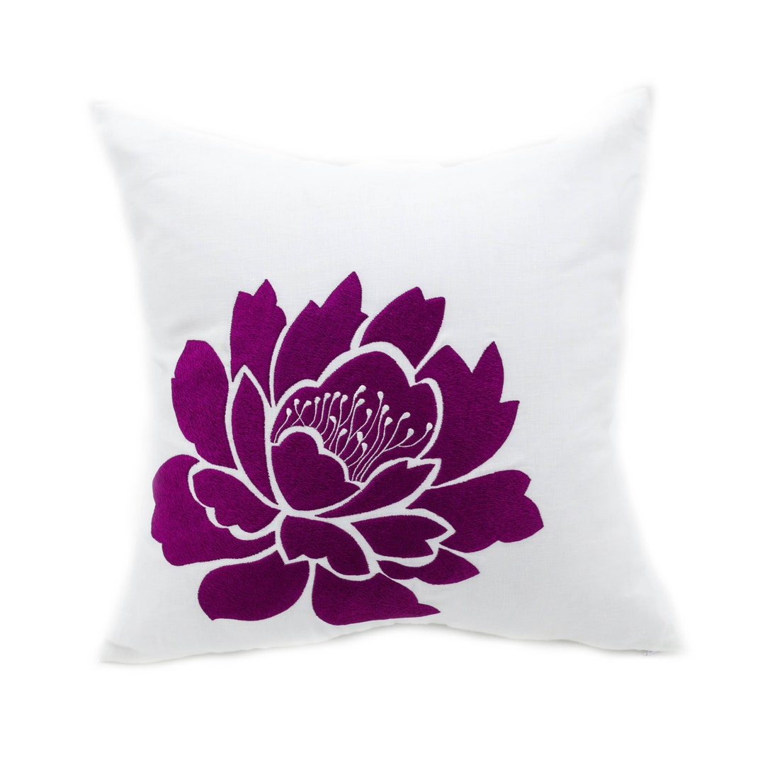 Floral Pillowcases White Linen Pillow Cover Housewarming Etsy