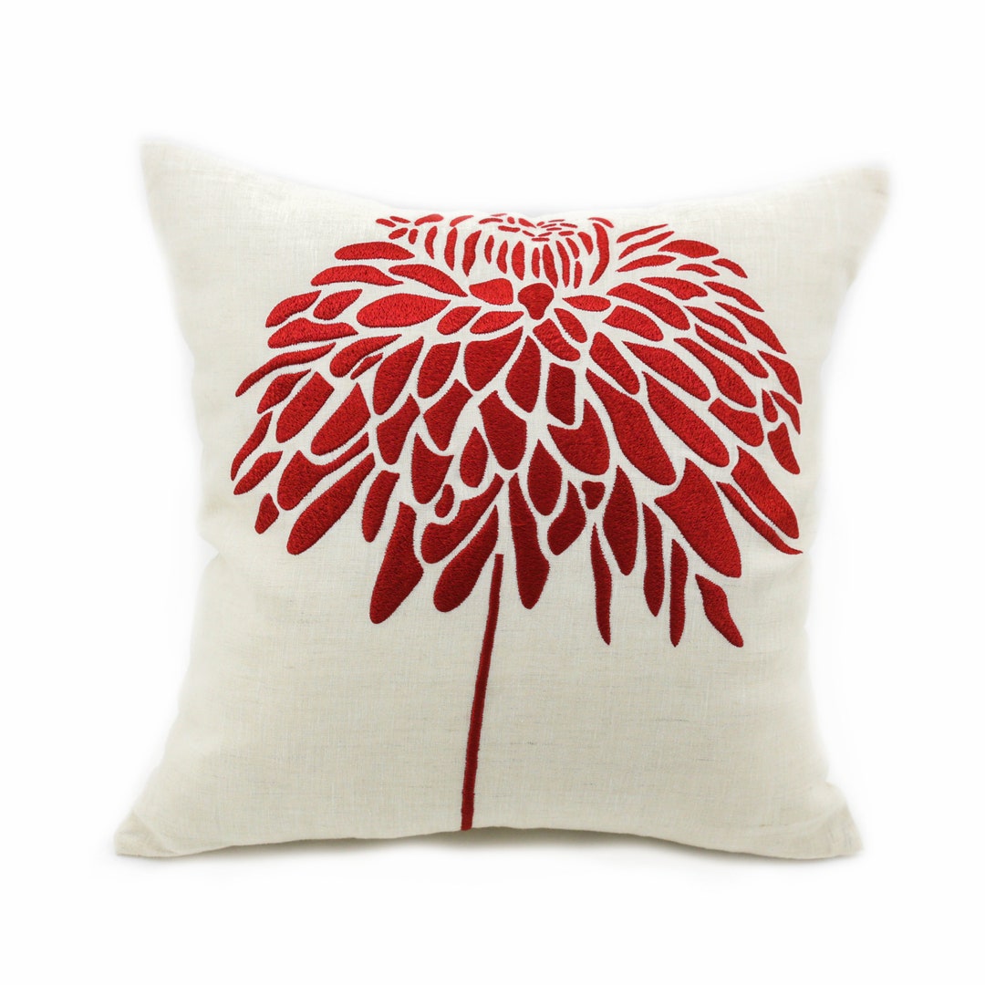 Floral Pillowcases Peony Plant Embroidery Custom Pillow Etsy