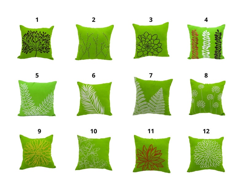 Green Linen Pillow Case Willow Embroidery Custom Pillow Etsy