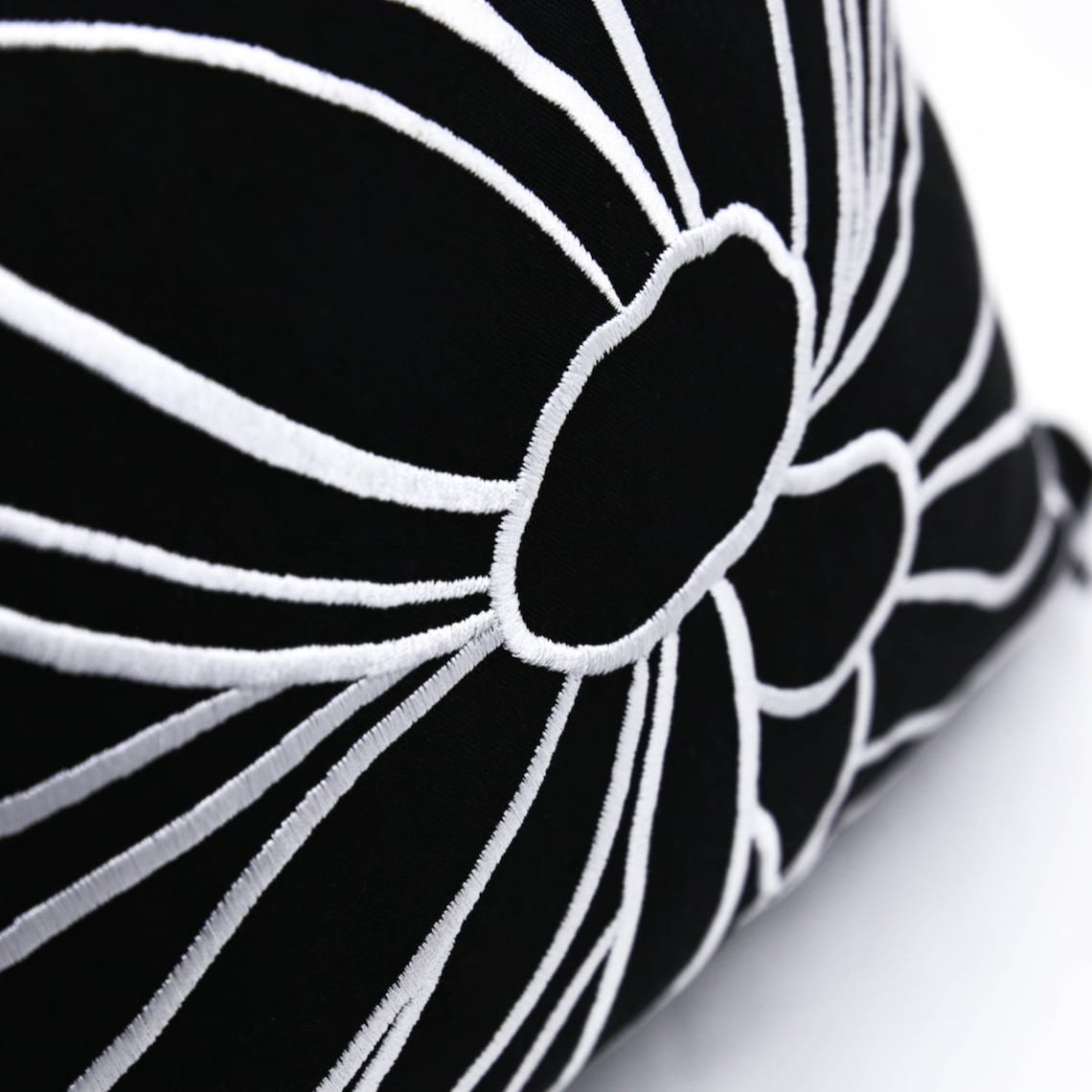 Black White Pillow Cover Black Linen White Flower Embroidery Etsy