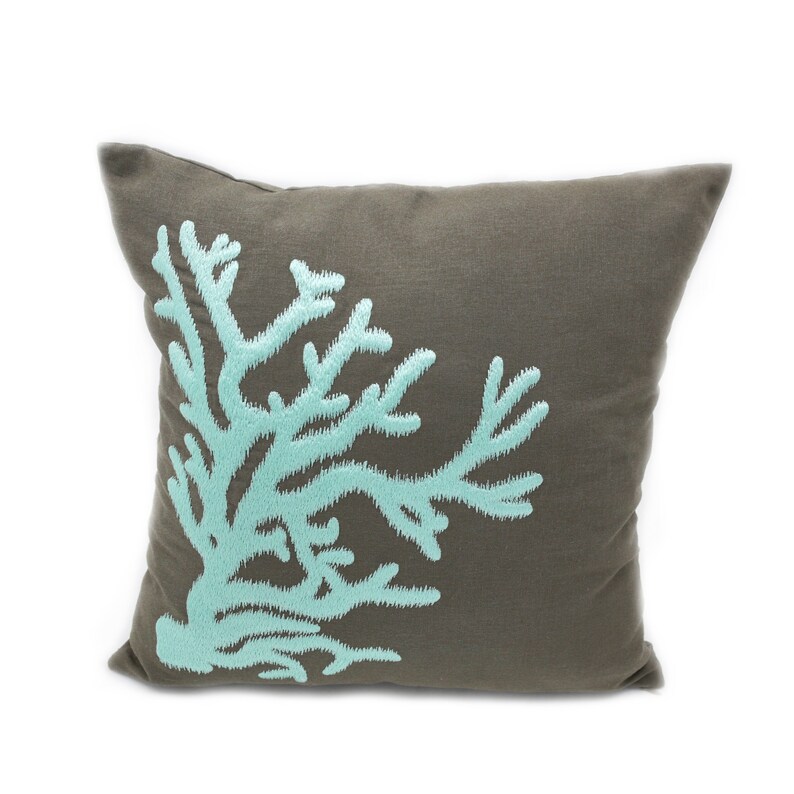 Nautical Pillow Coral Throw Pillow Turquoise Pillow Etsy