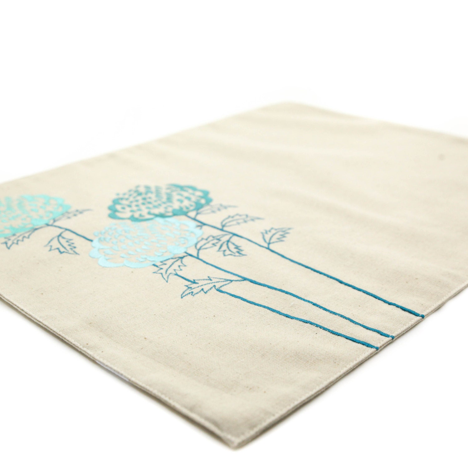 Flower Placemats Linen Placemats set of 4 Natural Linen Blue Etsy