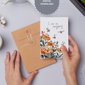 Digitale Muttertagskarte, Muttertagskarte, alles Gute zum Muttertag, Mama, Karten für Sie, personalisiertes Geschenk, druckbar, ich liebe dich Mama