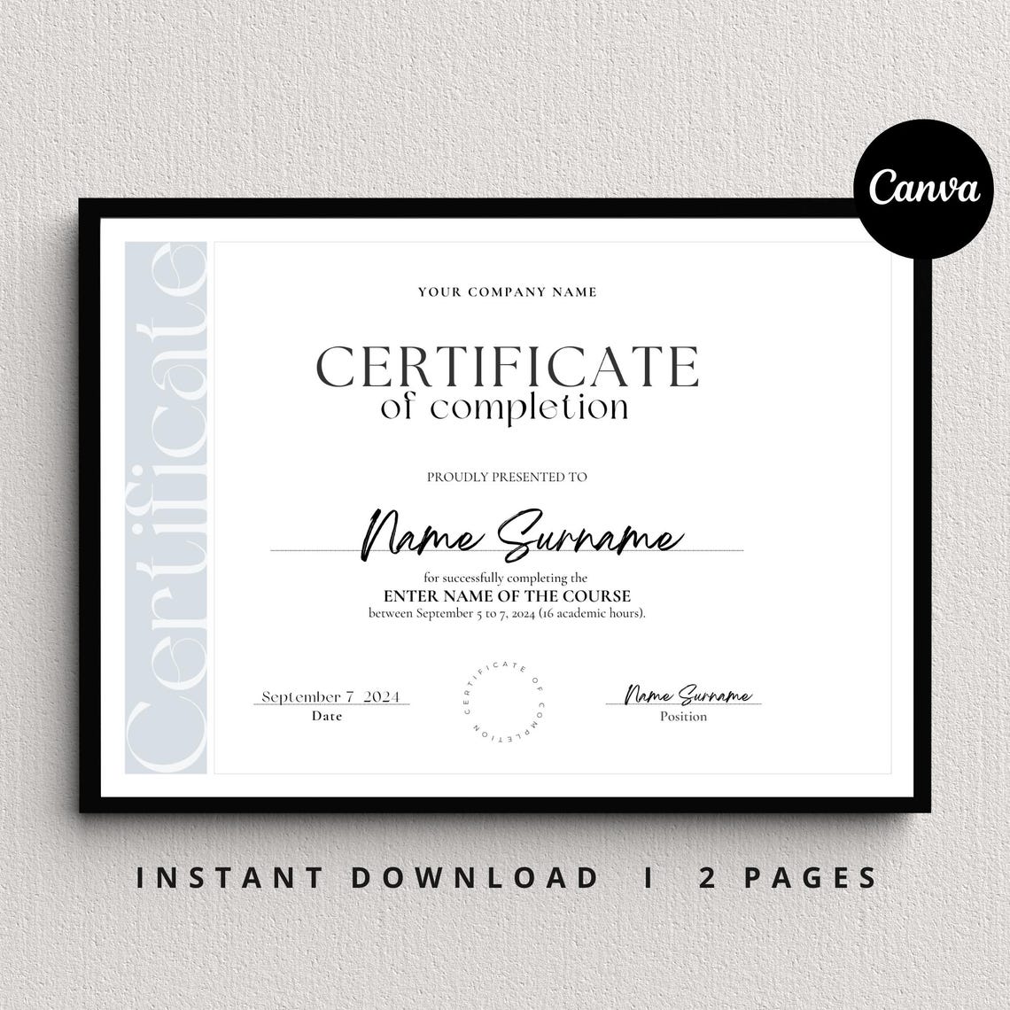 Certificate of Completion Template, Course Certificate, Training ...