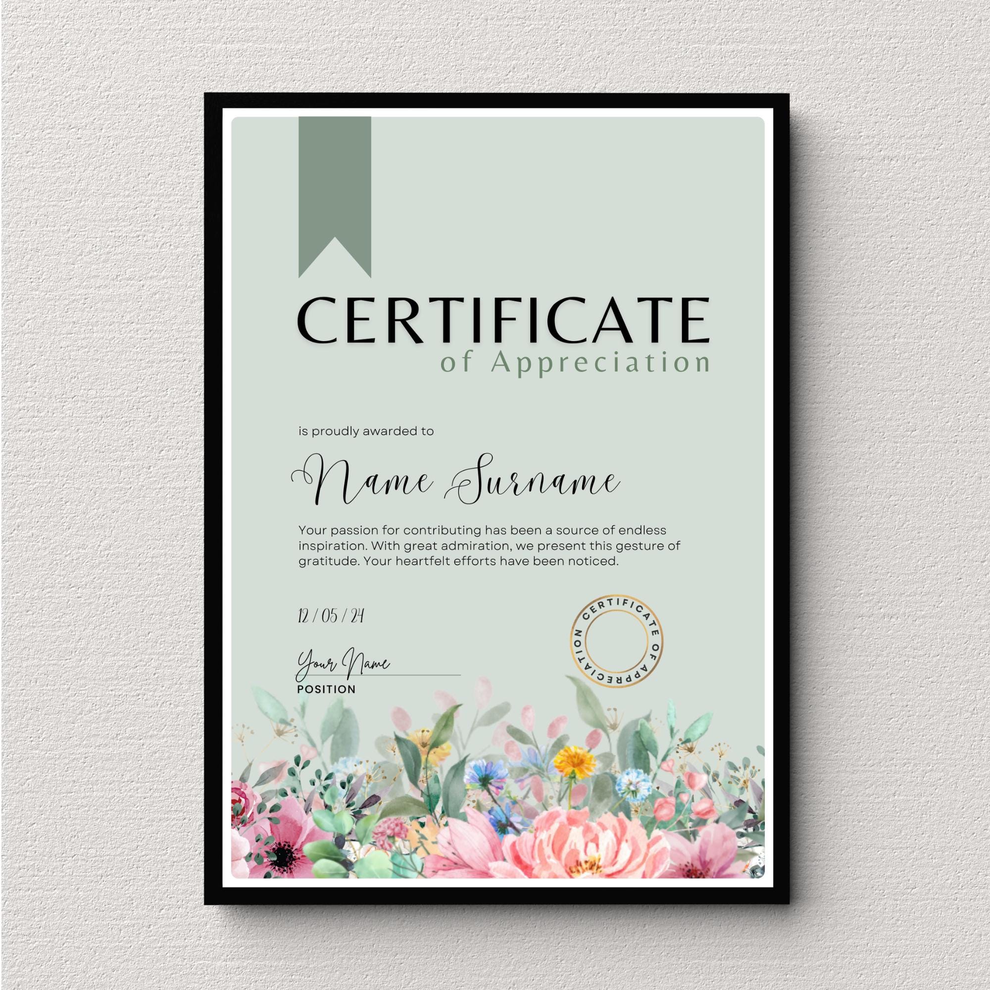 Editable Certificate of Appreciation Template: Printable Award (canva ...