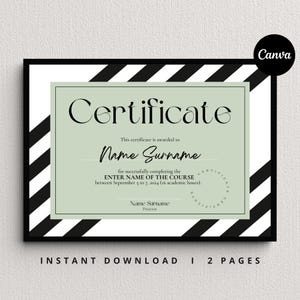 Certificate Of Completion Template, Course Certificate, Beauty Training Certificate,  Editable Certificate, Canva Template