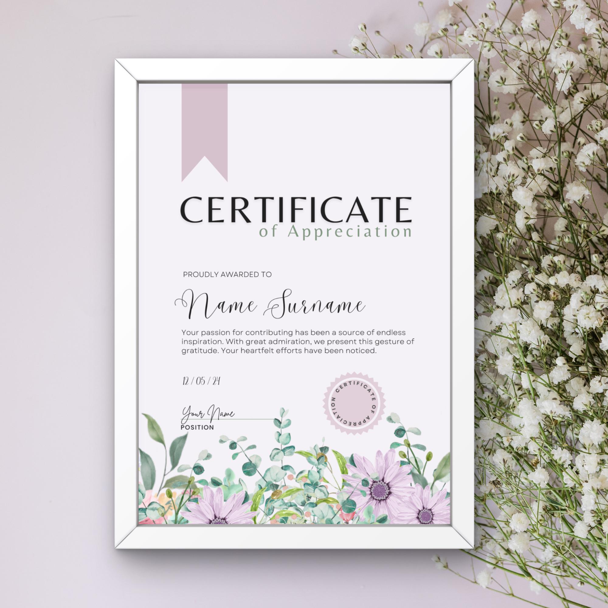 Editable Certificate of Appreciation Template, Printable Award (canva ...