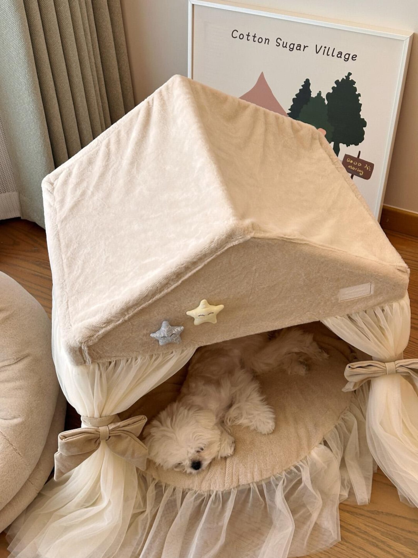 Fabric Dog House, Puppy Kitten Bed Lounger Mattress, House for Small