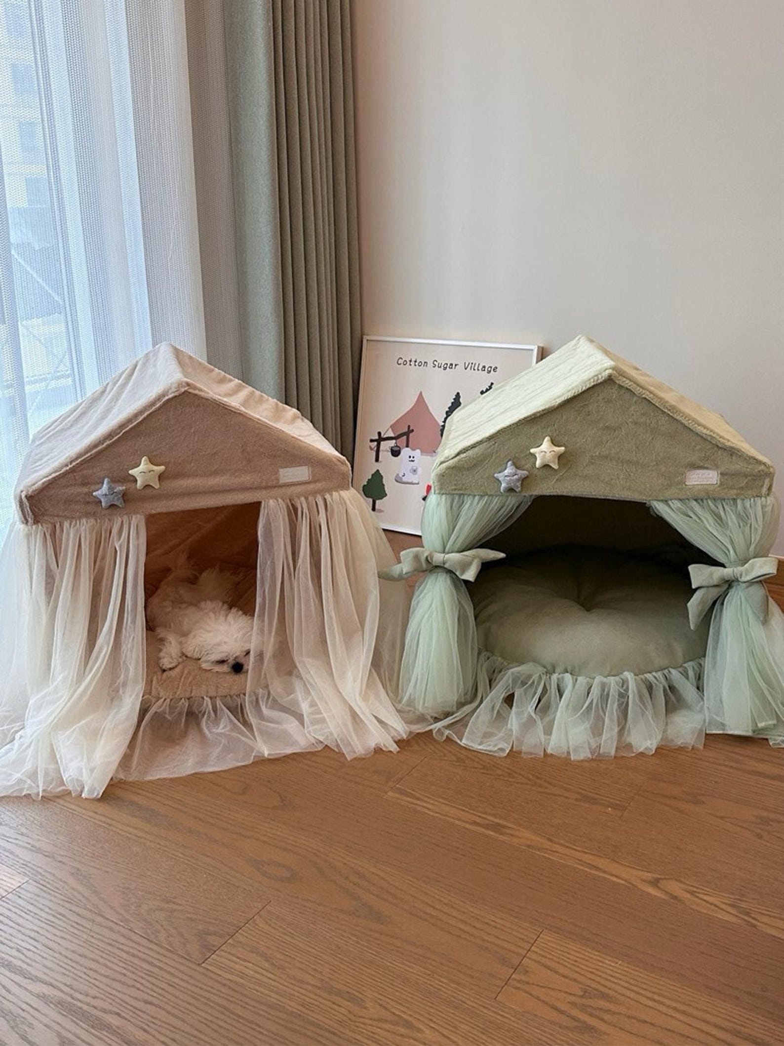 Fabric Dog House, Puppy Kitten Bed Lounger Mattress, House for Small