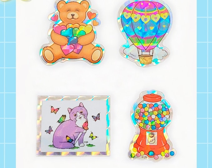 Cute Mini Prism Sticker, Hearts Teddy Bear. Butterfly Cat. Hot Air Balloon | You Choose