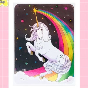 Chrome Foil Midnight Rainbow Unicorn Retro Vending Style Sticker by Miss Midie | Waterproof