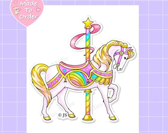 Rainbow Carousel Pony Prism Sticker by Miss Midie | Retro Style