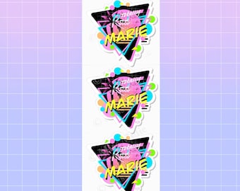 Small Retro 80's Style Custom Name Stickers | Totally Rad Prism Sticker Strip by Miss Midie