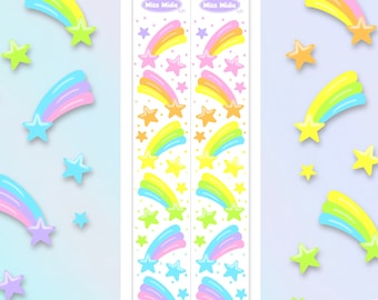 Toots Inspired Shooting Stars Holographic Rainbow Pearl Finish Sticker Strip