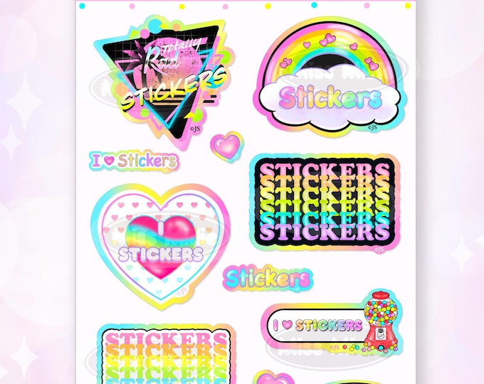 Large 4x5 Rainbow Prismatic "Stickers" Sticker Sheet