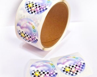 Roll of 100 Waterproof Vinyl Rainbow Stars Stickers | 80's Inspired | Outdoor Durable