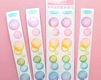 Toots Inspired Cute Bubbles Holographic Rainbow Pearl Finish Sticker Strip