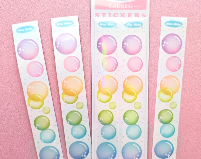 Toots Inspired Cute Bubbles Holographic Rainbow Pearl Finish Sticker Strip