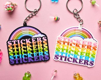 3D Printed Cute Rainbow STICKERS Key Chain