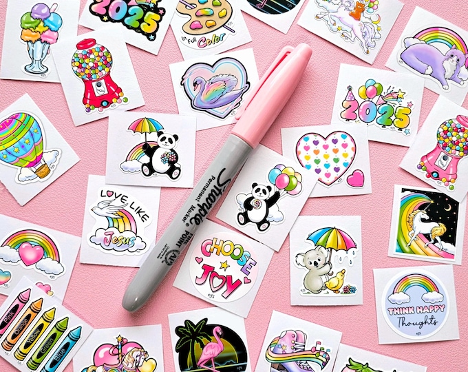 Mini Matte Vinyl Retro Stickers | Cute Planner & Journal Stickers | NOT Waterproof