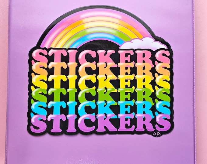 Jumbo Album Cover Glossy Vinyl Rainbow STICKERS Die Cut Sticker - Black