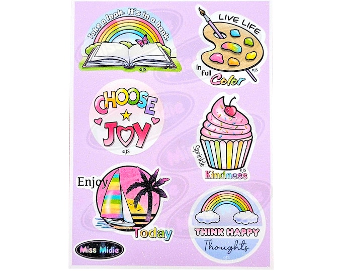 Glittery Positive Sayings Quotes Sticker Sheet