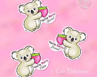 Cute Koala Bear Strawberry Sparkle Prism Sticker Mod by Miss Midie | You're Berry Special