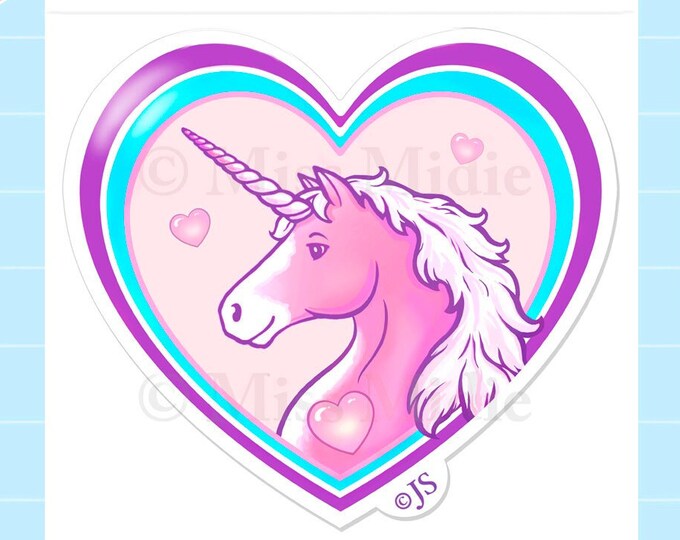 Pastel Vinyl Prism 80s Inspired Unicorn Heart Sticker