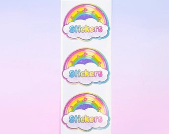 Colorful Pastel Glittery Prism Rainbow Stickers | Packaged Cute Sticker Strip by Miss Midie | Waterproof