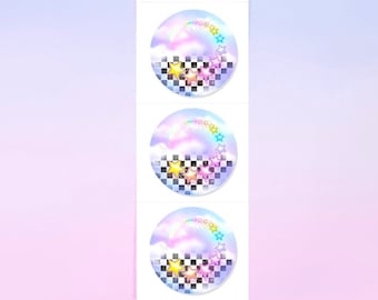 Retro 80's Vibe Glittery Prism Stickers | Packaged Colorful Sticker Strip by Miss Midie