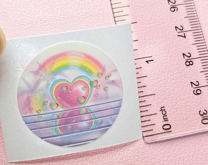 Cute Glitter Tropical Hearts Island Sticker