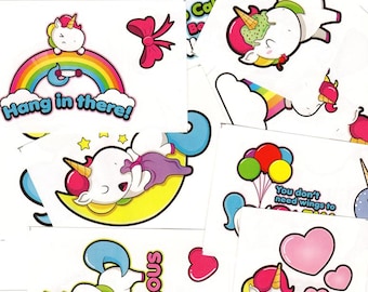 12 Cute Glossy Unicorn Vending Stickers - New, Not Vintage