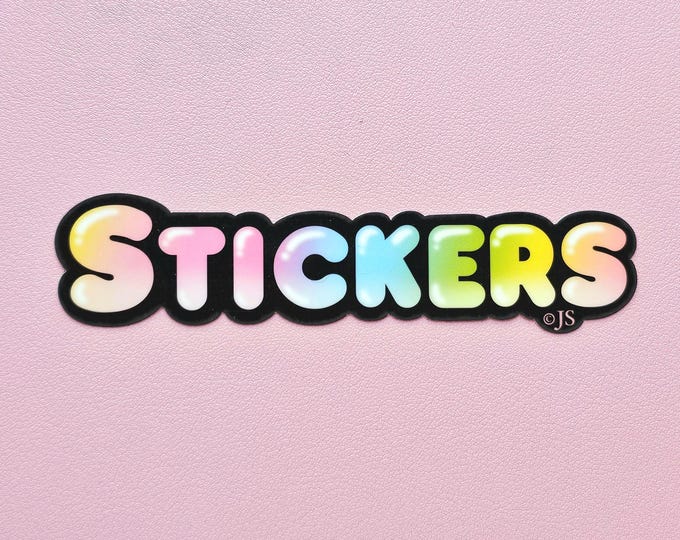 Retro Glossy Black Rainbow Stickers Die Cut Sticker