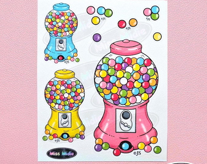 Glittery Pastel Gumball Machines Sticker Sheet