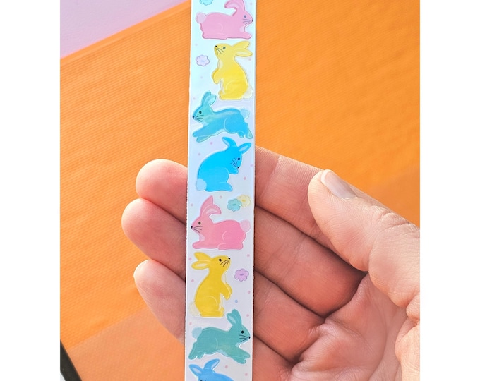 Colorful Bunnies Holographic Pearl Sticker Strip