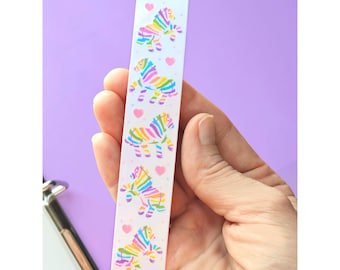 Rainbow Zebras Holographic Pearl Sticker Strip