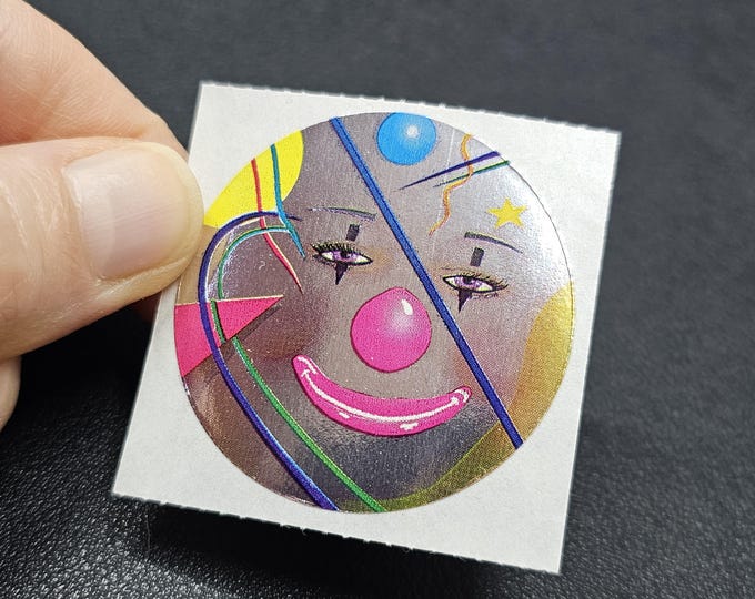 Vintage 80's Lisa Frank Foil Clown Sticker Mod