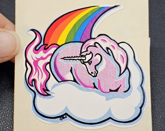 Vintage 80's Decal Specialties BJ Vinyl Rainbow Unicorn Sticker Mod