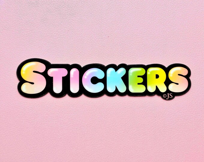 Glossy Black Rainbow Stickers Die Cut Sticker