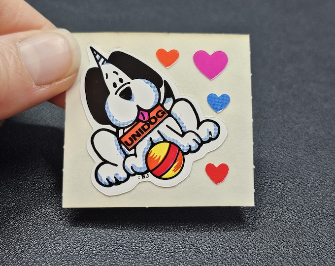 Vintage 80's Decal Specialties BJ Vinyl Uni Dog Unidog Sticker Mod