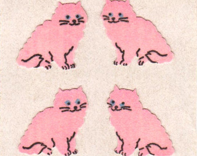 Vintage 80's Stickermagic Fuzzy Pink Cats Sticker Mod