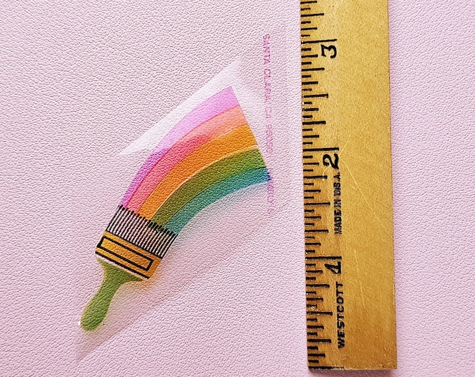 Vintage 80's Hambly Studios Transparent Rainbow Paint Brush Sticker Mod