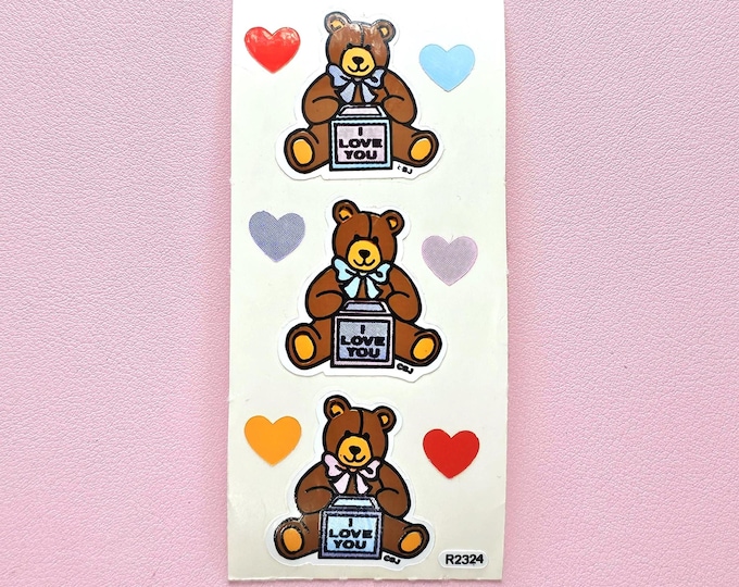 Vintage 80's Decal Specialties BJ Vinyl I Love You Bears Sticker Mod