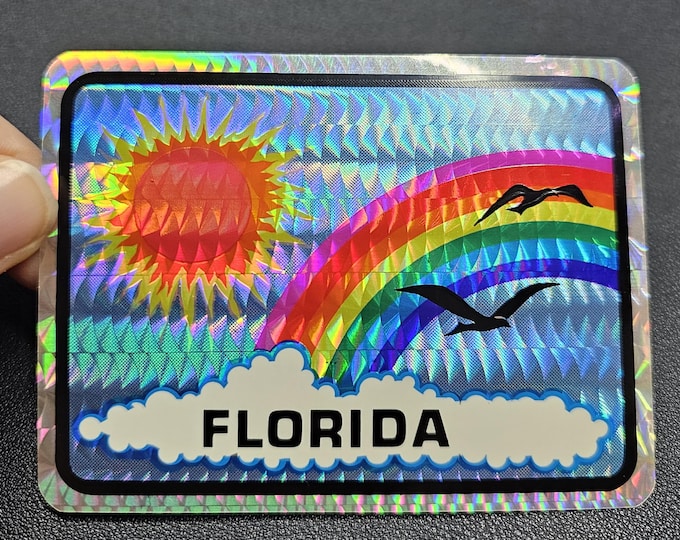 Vintage 80's Prism Florida Rainbow Sun Vending Sticker