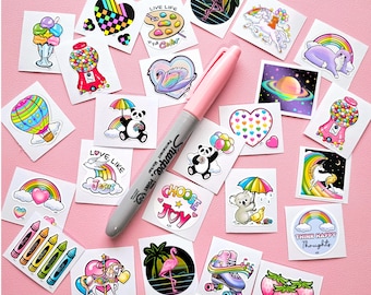 Assorted Mini Matte Vinyl Retro Stickers | You Choose