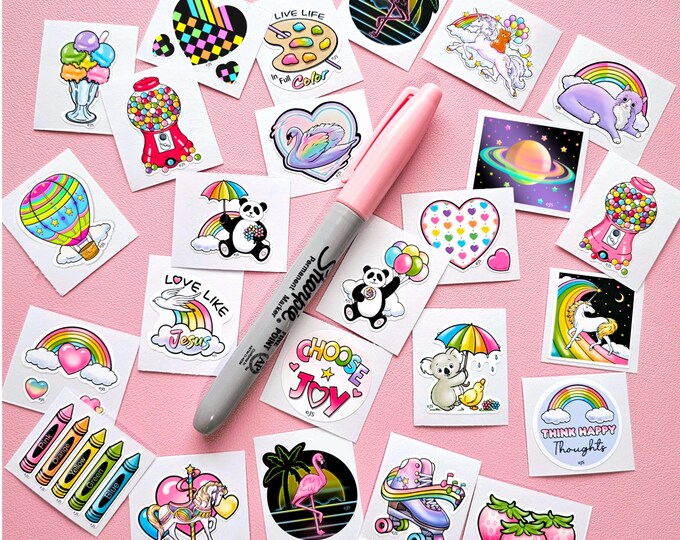 Assorted Mini Matte Vinyl Retro Stickers | You Choose
