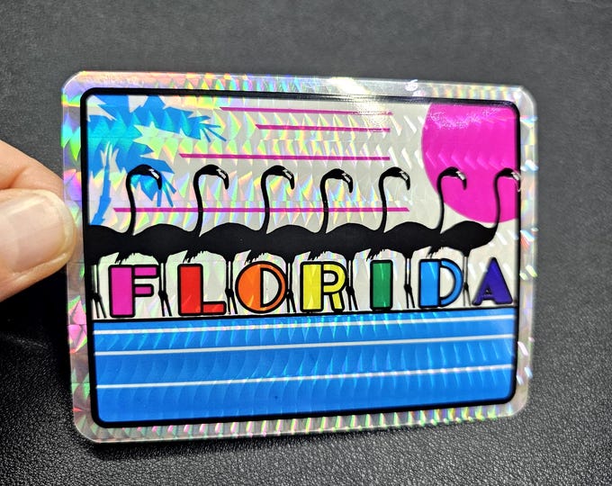 Vintage 80's Prism Florida Flamingos Vending Sticker