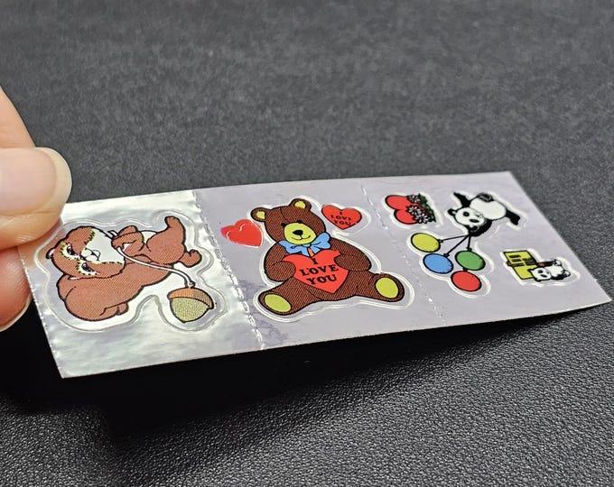 Vintage 80's Mylar Foil Decal Specialties BJ Animals Sticker Strip