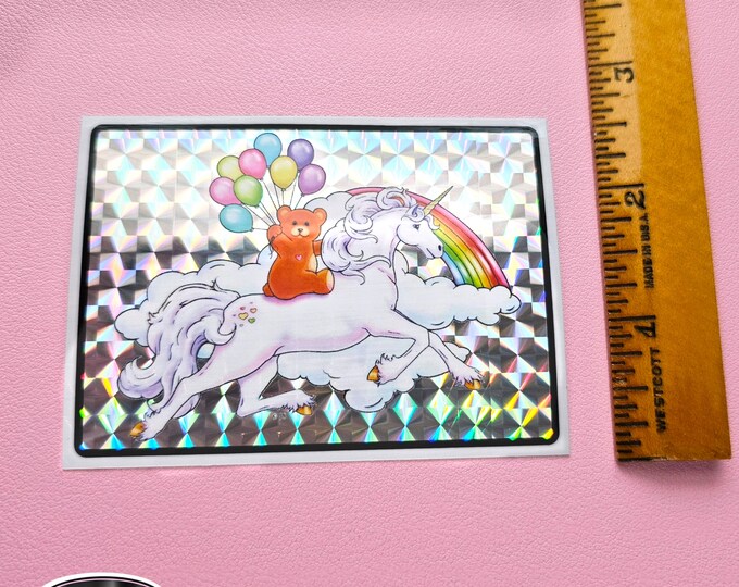 Prism Unicorn Teddy Bear Balloons - Overstock Sticker